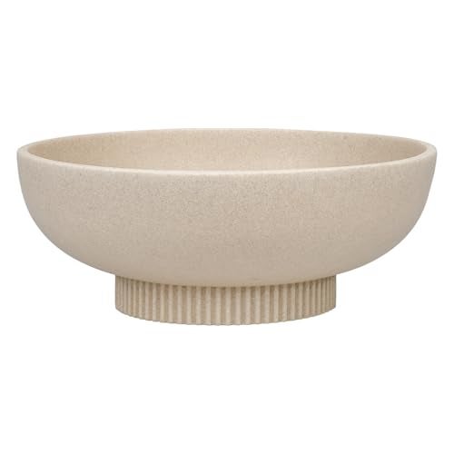 Large Resin Pedestal Decorative Bowl  Modern Handicraft Bowls for Home Decor  Fruit Bowl for Kitchen Counter  Key Bowl for Entryway TableArtificial Stone Beige