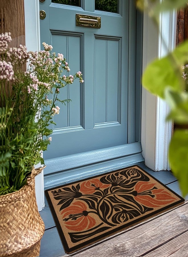 XLDLIOO Boho Door Mat, Floral Doormat, Boho Abstract Black Flower Welcome Front Door Mat Indoor Outdoor Entrance, Floral Artificial Coir Doormats Rugs for Porch Patio Entryway Home Room Decor 30x17in - Image 2