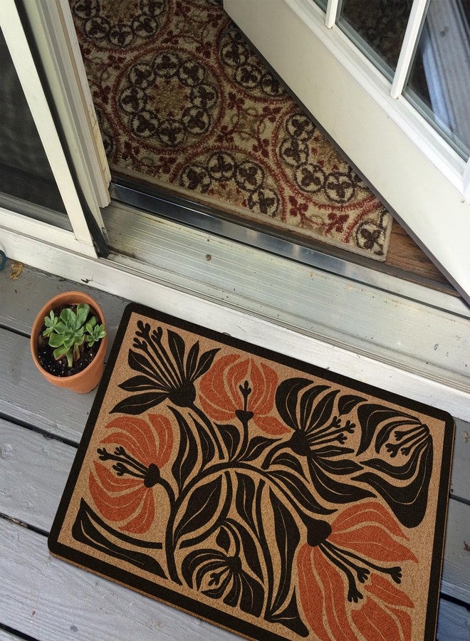 XLDLIOO Boho Door Mat, Floral Doormat, Boho Abstract Black Flower Welcome Front Door Mat Indoor Outdoor Entrance, Floral Artificial Coir Doormats Rugs for Porch Patio Entryway Home Room Decor 30x17in - Image 5