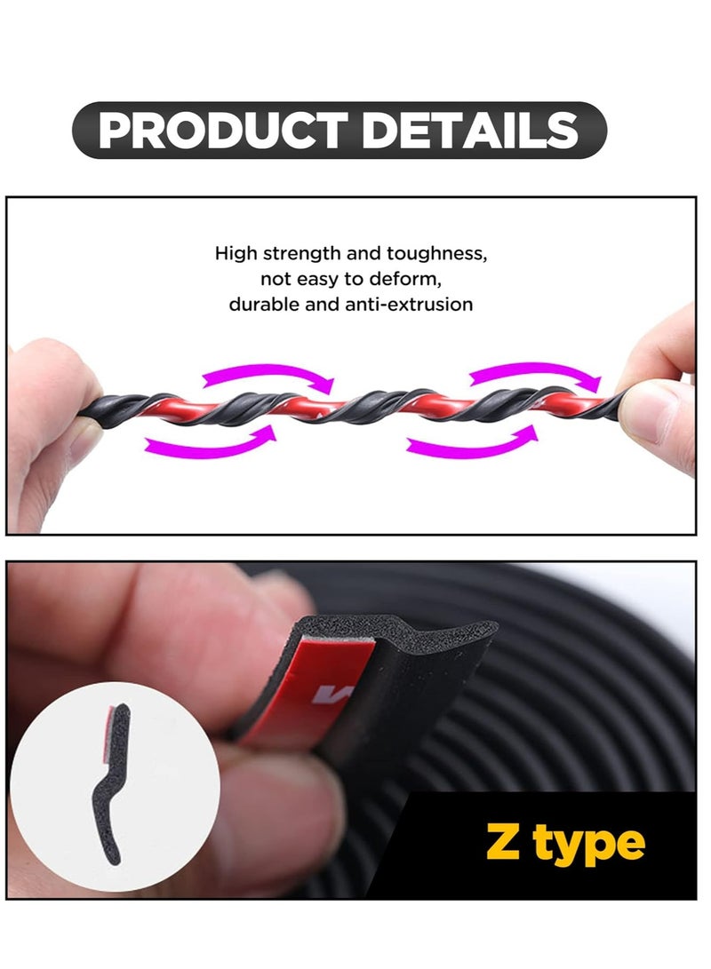 شريط مانع تسرب الصوت لباب السيارة على شكل حرف Z، ختم مطاطي للزجاج الأمامي للسيارة بطول 13 قدمًا - Image 3