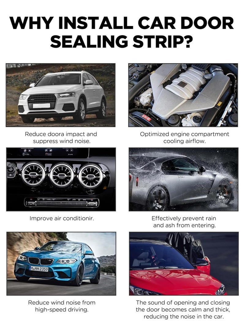شريط مانع تسرب الصوت لباب السيارة على شكل حرف Z، ختم مطاطي للزجاج الأمامي للسيارة بطول 13 قدمًا - Image 4