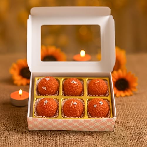 Floryn Decor Ladoo Candle | Decorative Soy Wax Candle | Unscented | 4x4 cm | Festive Home Decor & Gifting (6) - Image 1