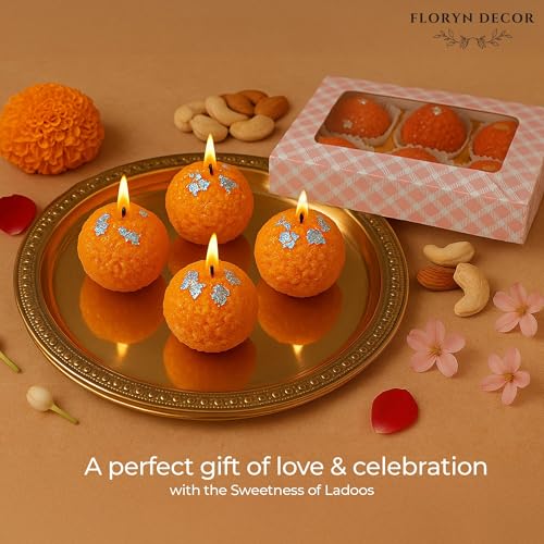 Floryn Decor Ladoo Candle | Decorative Soy Wax Candle | Unscented | 4x4 cm | Festive Home Decor & Gifting (6) - Image 5