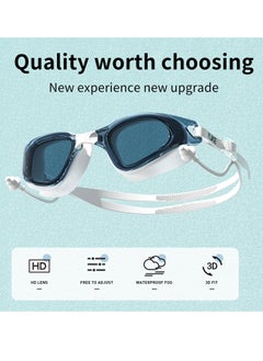 TAPIT Swim Goggles and Cap Set Men Women Adult Swimming Goggles for Men UV Protection Silicone Swim Cap No Leaking Anti Fog Swim Goggles for Adult Bring earplugs (White)  - Image 2