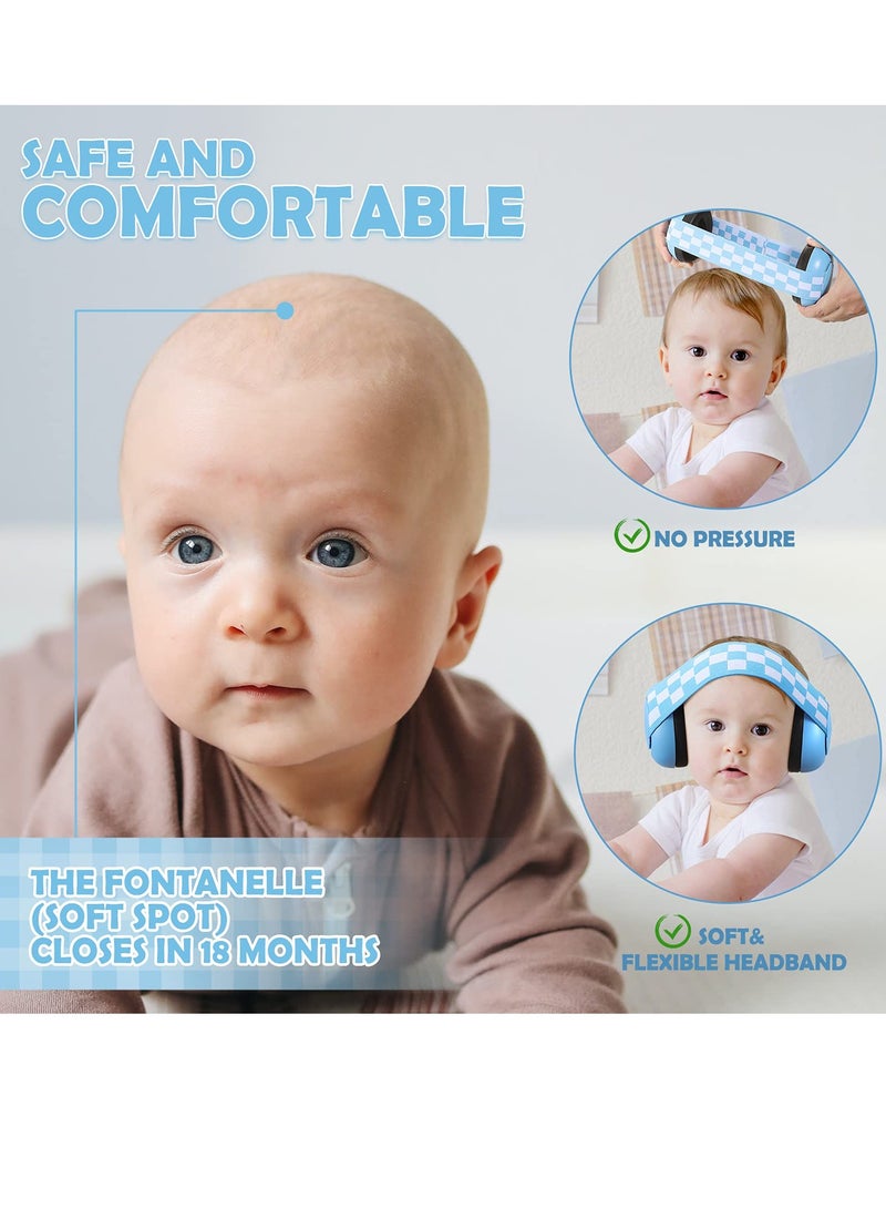SOLARAE Adjustable Baby Ear Protection Earmuffs - Suitable for 2-24 Months Noise Reduction Earphones with Cloth Bag for Newborns Blue - Image 3