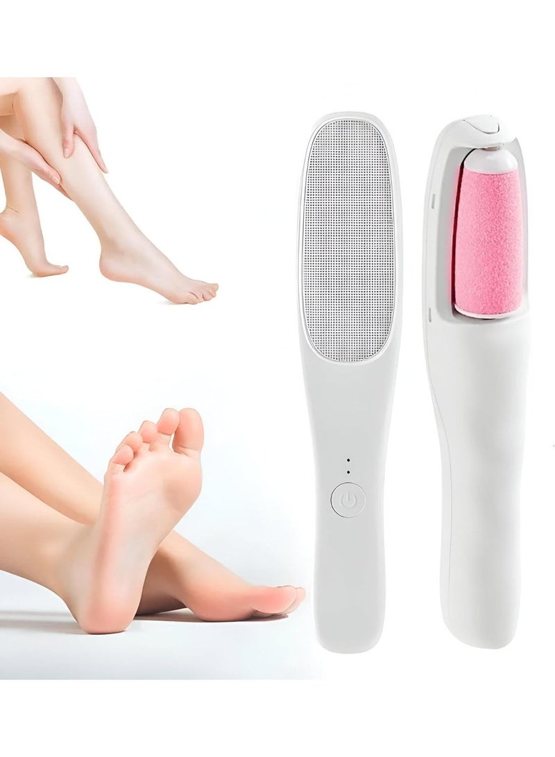 Rechargeable electric foot exfoliator with LED light, ideal for foot care and gently removing dead skin and cracked heels for soft feet at home. - Image 1
