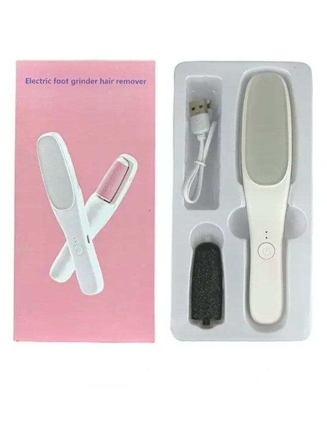 Rechargeable electric foot exfoliator with LED light, ideal for foot care and gently removing dead skin and cracked heels for soft feet at home. - Image 2