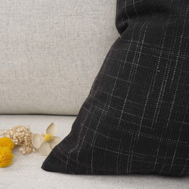 YOUR SMILE Solid Color Oblong Rectangle Decorative Cotton Linen Throw Pillow Case Cushion Cover Lumbar Pillowcase for Couch Sofa Bed,12 x 20 Inches,Black - Image 4