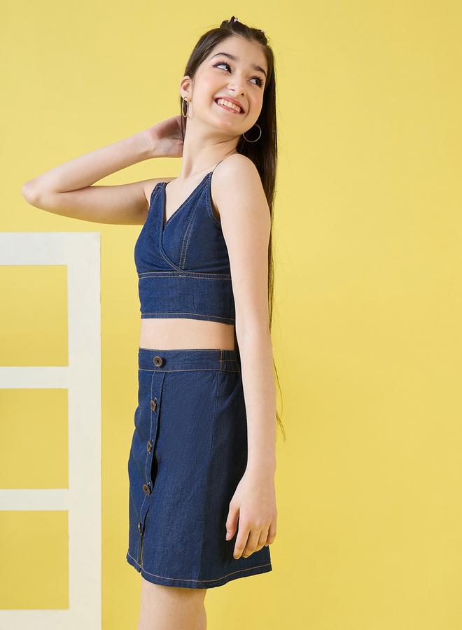 ستايلو بج طقم شورت وتوب قصير من الدنيم بخصر مطاطي من ستايلو بيج - Image 4