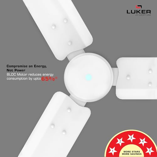 LUKER JVLuker USA Aero Zen 1200mm BLDC Ceiling Fan with IR Remote BEE 5 Star 65% Energy Saving High Speed Air Delivery Low Noise LED Indicator Reverse Mode for Living & Bedroom White 3 Yrs Warranty - Image 4