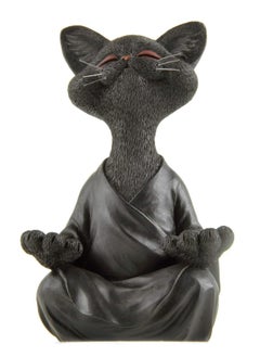 Oasisgalore Black Cat Figurine, Yoga & Meditation Decor, Perfect Gift for Cat Lovers.  - Image 1