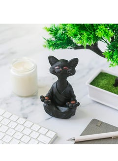 Oasisgalore Black Cat Figurine, Yoga & Meditation Decor, Perfect Gift for Cat Lovers.  - Image 3