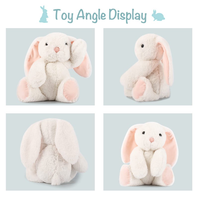 TCBunny Baby Bunny Bedtime Stuffed Animal Plush Toy Easter Stuffer Gifts for Girls, Boys, Kids 11" (White) - Image 3