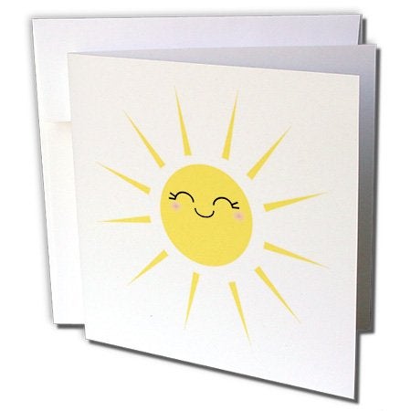 3dRose Smiling happy sun - cute kawaii yellow sunny smiley face - summery sunshine on white - Greeting Cards, 6 x 6 inches, set of 12 (gc_113063_2) - Image 4