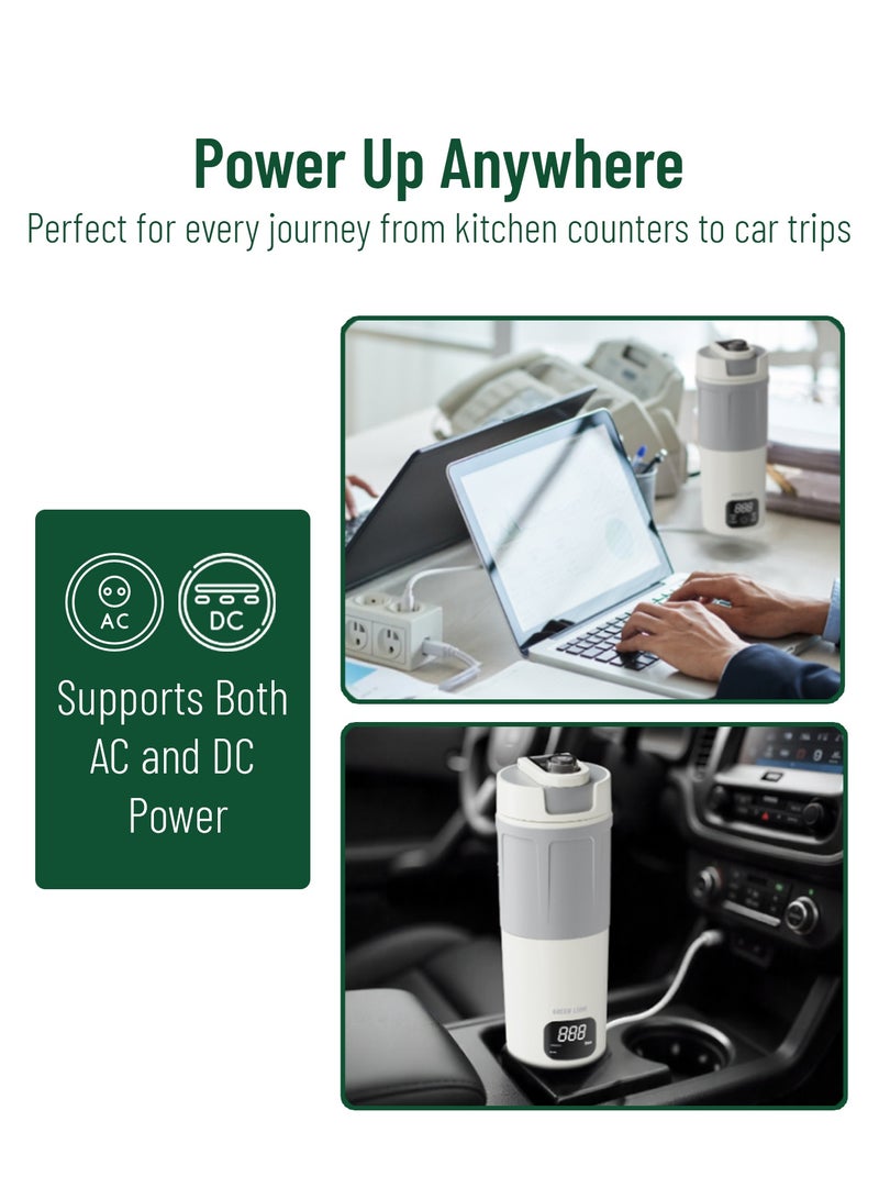 جرين ليون غلاية كهربائية محمولة سعة 600 مل / حماية من الغليان الجاف / زجاجة كهربائية / فوهة مانعة للتنقيط / شاشة عرض درجة الحرارة / 6 إعدادات مسبقة - أبيض - Image 2