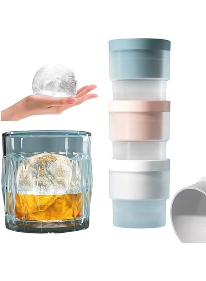 بيوينتي صينية مكعبات ثلج كبيرة 6 سم من كاتمافمفوكس، 3 عبوات من قوالب مكعبات الثلج الكروية مع سلة وملقط، ذوبان بطيء، قالب مكعبات ثلج دائري مانع للتسرب، سهل الملء، قالب مكعبات الثلج للكوكتيل والشاي والقهوة - Image 1