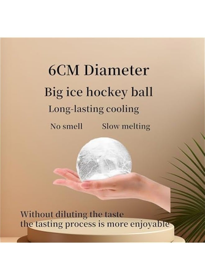 بيوينتي صينية مكعبات ثلج كبيرة 6 سم من كاتمافمفوكس، 3 عبوات من قوالب مكعبات الثلج الكروية مع سلة وملقط، ذوبان بطيء، قالب مكعبات ثلج دائري مانع للتسرب، سهل الملء، قالب مكعبات الثلج للكوكتيل والشاي والقهوة - Image 2