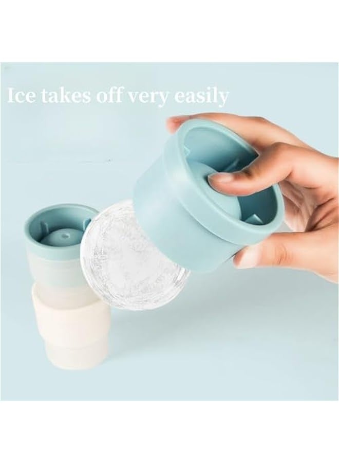 بيوينتي صينية مكعبات ثلج كبيرة 6 سم من كاتمافمفوكس، 3 عبوات من قوالب مكعبات الثلج الكروية مع سلة وملقط، ذوبان بطيء، قالب مكعبات ثلج دائري مانع للتسرب، سهل الملء، قالب مكعبات الثلج للكوكتيل والشاي والقهوة - Image 4