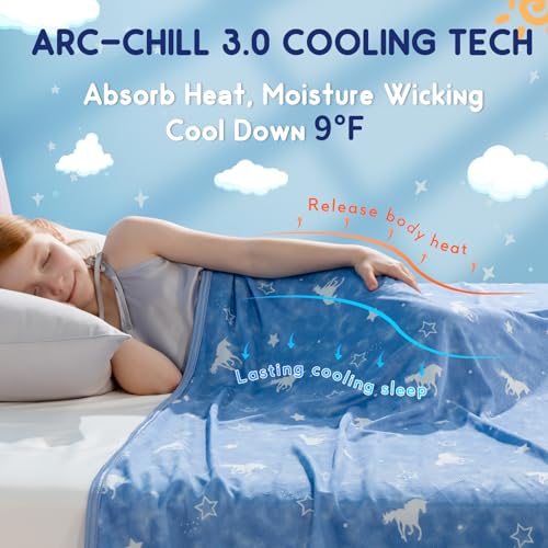 Elegear Cooling Blanket for Kids, Glow in The Dark Blanket, 59"" x 79"", Blue - Image 2