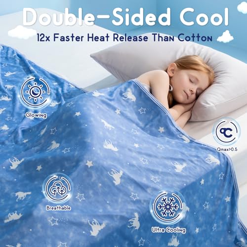 Elegear Cooling Blanket for Kids, Glow in The Dark Blanket, 59"" x 79"", Blue - Image 4