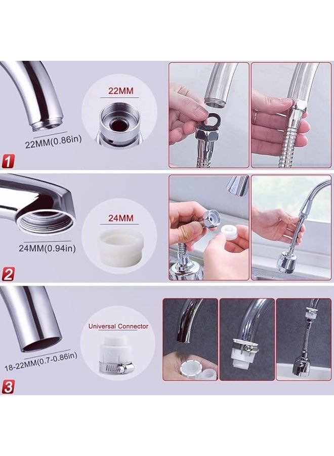 Kitchen Faucet Sprayer Attachment, Movable Faucet Extender for Kitchen Sink, 360° Rotatable Sink Faucet Head Anti-Splash Tap Booster Shower and Water Saving Faucet - Image 5