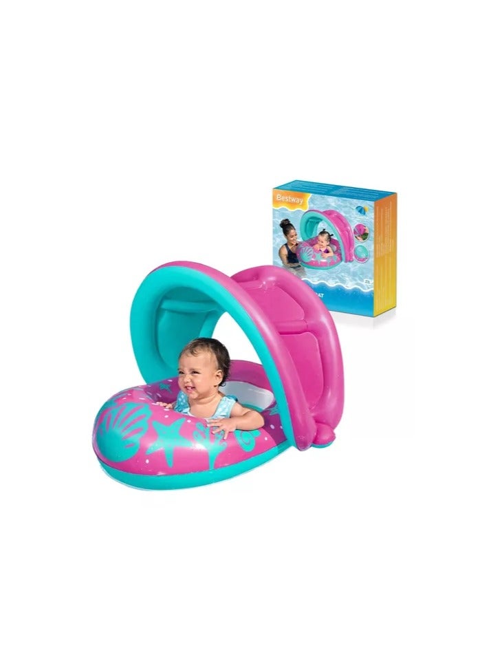 Bestway ☀️ Bestway Inflatable Baby Float Seat with Sunshade – Durable PVC, Blue, for Infants up to 15kg 🛟👶 - Image 1