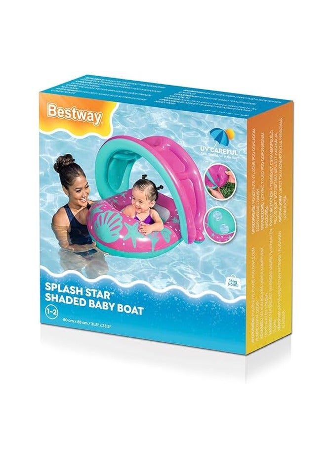 Bestway ☀️ Bestway Inflatable Baby Float Seat with Sunshade – Durable PVC, Blue, for Infants up to 15kg 🛟👶 - Image 3