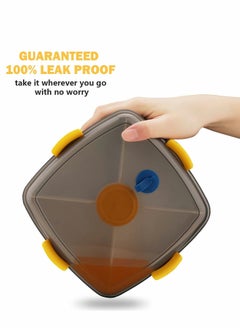 Y&D Salad Lunch Box Container, Double Layer Bento with Cutlery and Sauce 40 oz Bowl 5 Compartment Style Tray Leak Proof for Food Snack Home Office (Blue)  - Image 3