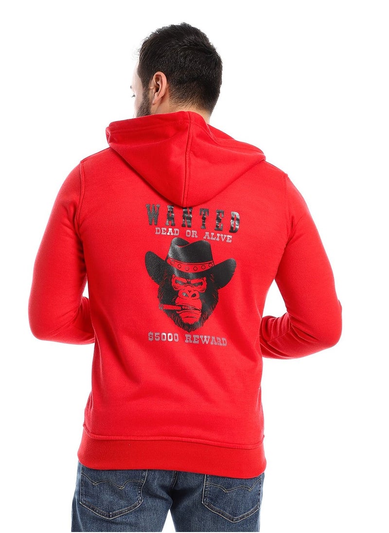 Caesar - Mens Printed Monkey Hoodie With Front Pockets and through zipper - Image 1