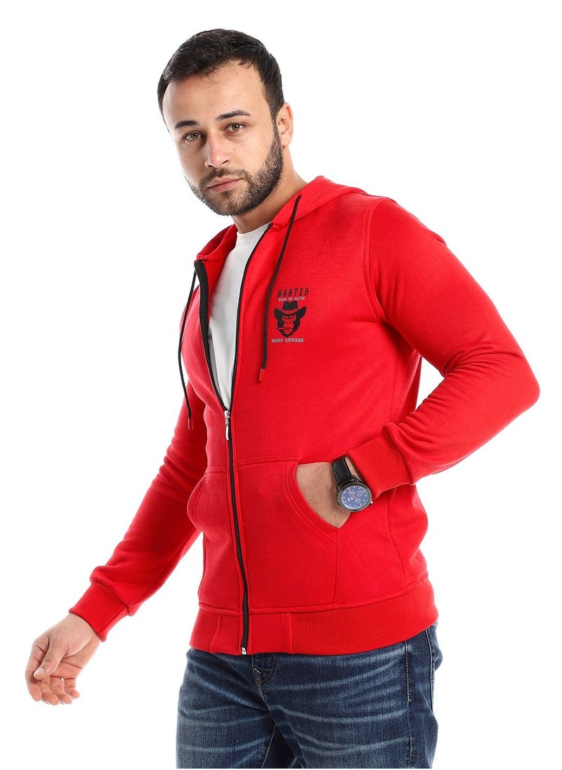 Caesar - Mens Printed Monkey Hoodie With Front Pockets and through zipper - Image 1