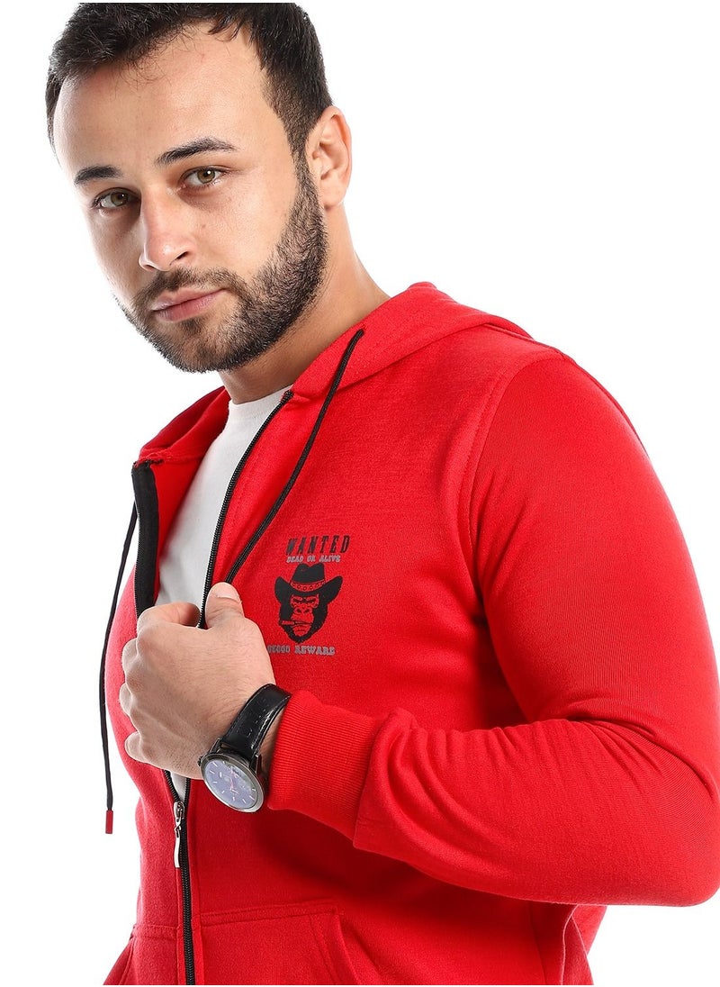 Caesar - Mens Printed Monkey Hoodie With Front Pockets and through zipper - Image 1