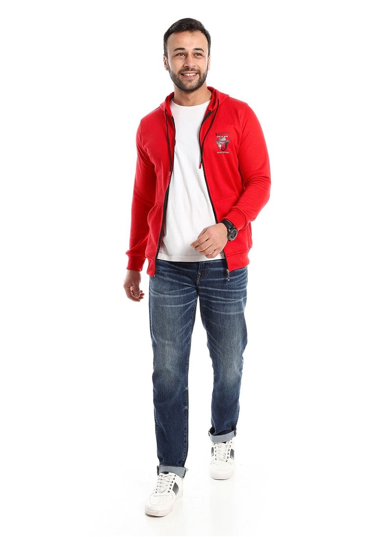Caesar - Mens Printed Monkey Hoodie With Front Pockets and through zipper - Image 1