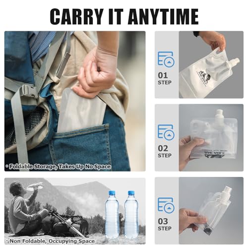 Ancable 1L Hiking Collapsible Water Bottles, 4-Pack 33OZ BPA-Free Foldable Backpacking Water Bottle for Travel Camping Hiking - Image 2