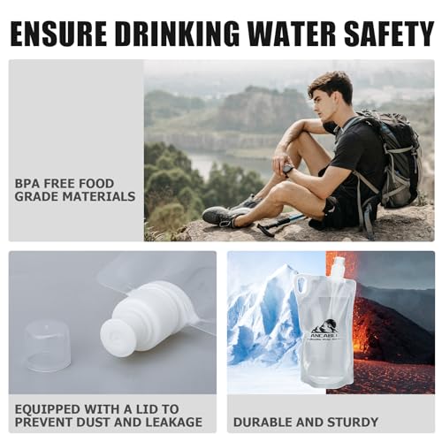 Ancable 1L Hiking Collapsible Water Bottles, 4-Pack 33OZ BPA-Free Foldable Backpacking Water Bottle for Travel Camping Hiking - Image 4