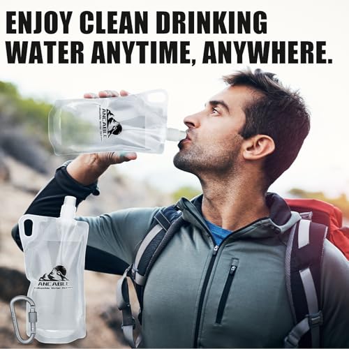 Ancable 1L Hiking Collapsible Water Bottles, 4-Pack 33OZ BPA-Free Foldable Backpacking Water Bottle for Travel Camping Hiking - Image 3