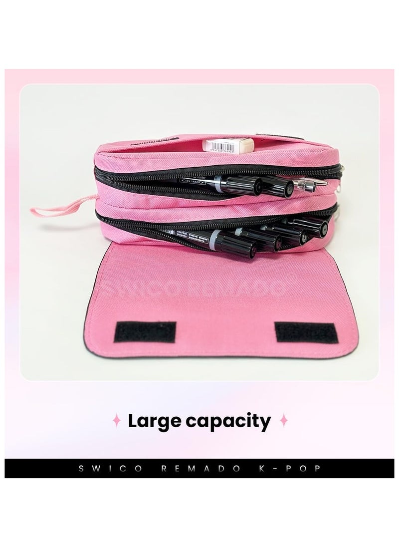 General Kpop blackpink merchandise markers organiser large storage pouch black and pink office supplies  - Image 3