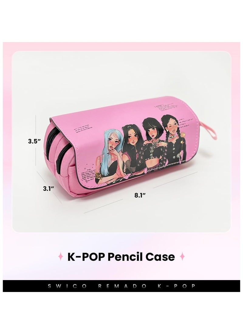 General Kpop blackpink merchandise markers organiser large storage pouch black and pink office supplies  - Image 2