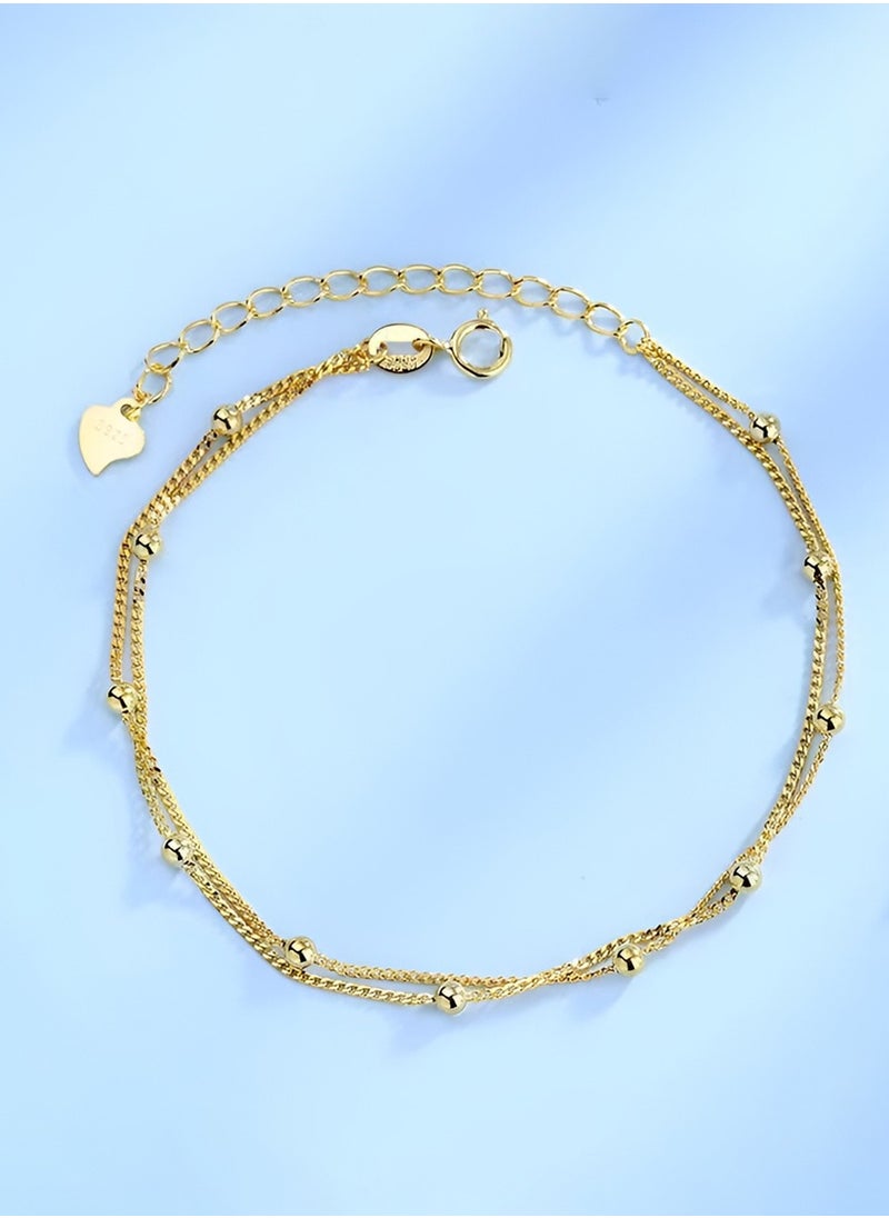 Generic - A full-body 925 silver beads spaced double-layer bracelet gift box, fashionable and delicate valentine's saving gift, temperament and versatile girl - Image 1