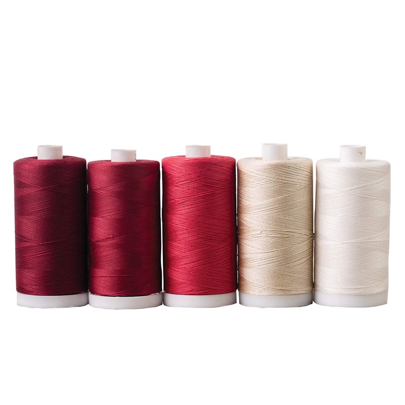 Connecting Threads 100 Cotton Thread Sets  1200 Yard Spools Set of 5  Redwork