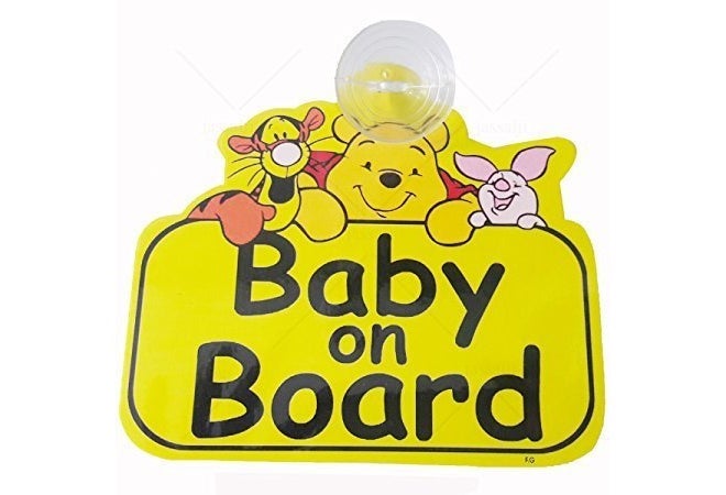 Baby On Board Sleeping Child/Baby Vehicle Decal, Window Hanging Safety Sign for Car Pooh