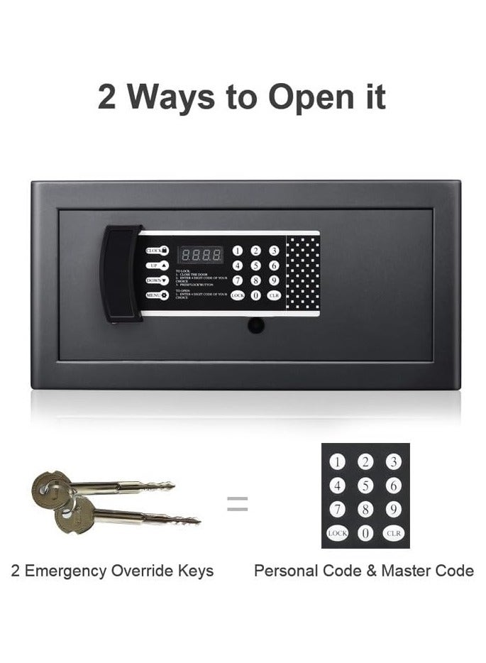 جورونب خزنة الأمان - صندوق قفل فولاذي إلكتروني آمن رقمي مع لوحة مفاتيح لحماية الأموال والمجوهرات وجوازات السفر للمنزل أو العمل أو السفر باللون الأسود - Image 4