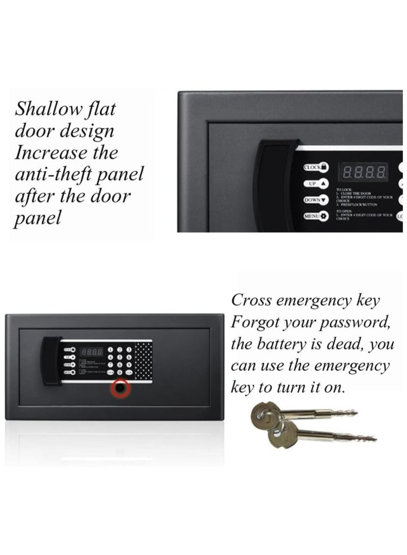 جورونب خزنة الأمان - صندوق قفل فولاذي إلكتروني آمن رقمي مع لوحة مفاتيح لحماية الأموال والمجوهرات وجوازات السفر للمنزل أو العمل أو السفر باللون الأسود - Image 5
