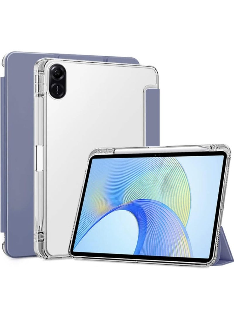 Compatible with Honor Pad X8a / X9 11 inch (2024) Tablet Unid Series Triple Fold Transparent Case With Pencil Holder and Auto Sleep Wake (Lavender )