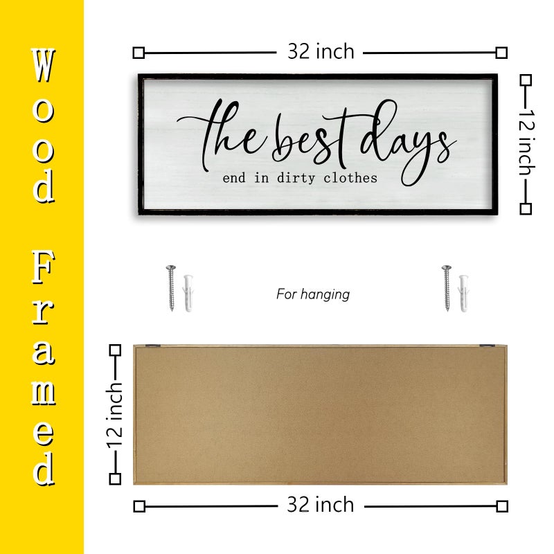 RLWangChao Laundry Room Wall Decor 32Ã—12 Inch Inspirational Quote for Farmhouse Bathroom Shower Room above the Sign Rustic Bathtub Plaque Funny Horizontal Large Art (Black) - Image 2