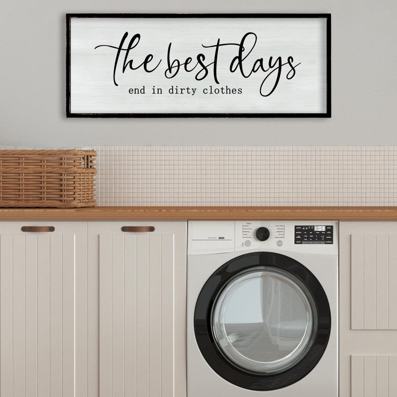 RLWangChao Laundry Room Wall Decor 32Ã—12 Inch Inspirational Quote for Farmhouse Bathroom Shower Room above the Sign Rustic Bathtub Plaque Funny Horizontal Large Art (Black) - Image 4