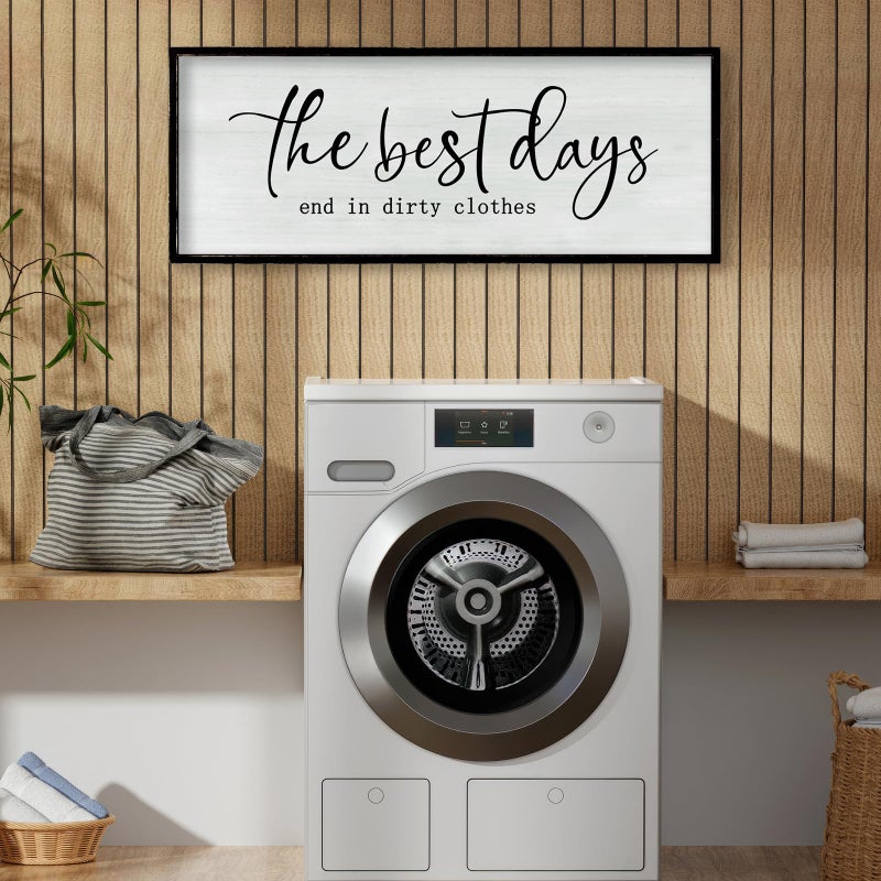 RLWangChao Laundry Room Wall Decor 32Ã—12 Inch Inspirational Quote for Farmhouse Bathroom Shower Room above the Sign Rustic Bathtub Plaque Funny Horizontal Large Art (Black) - Image 3