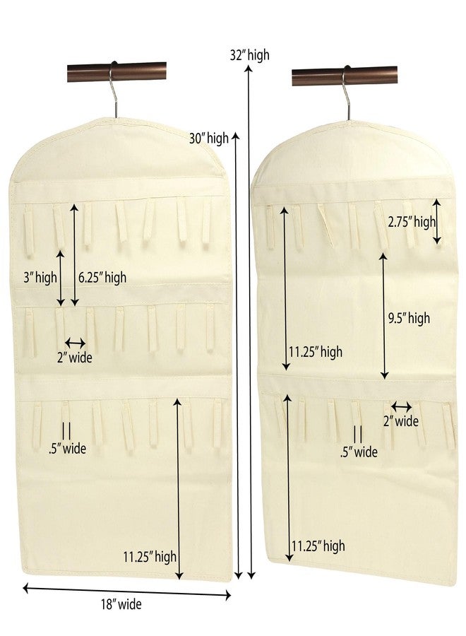 Household Essentials Bracelet and Necklace Hanging Jewelry Organizer, Natural Canvas,White,32"L x 18"W - Image 3