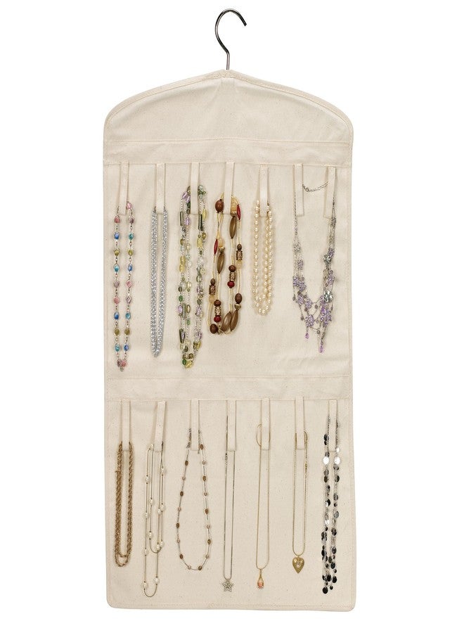 Household Essentials Bracelet and Necklace Hanging Jewelry Organizer, Natural Canvas,White,32"L x 18"W - Image 5