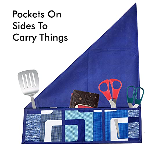 Yellow Weaves Microwave/Oven top ccover 4 Utility Pocket Color (Blue) - Image 4