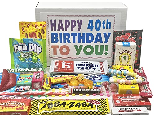 RETRO CANDY YUM Happy 40th Birthday to You for 40 Year Old Man or Woman  Classic Nostalgic Candy Assortment Gift Box Jr - Image 1